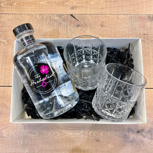 Aperobox "The Herbalist Gin" met 2 glazen zonder voet
