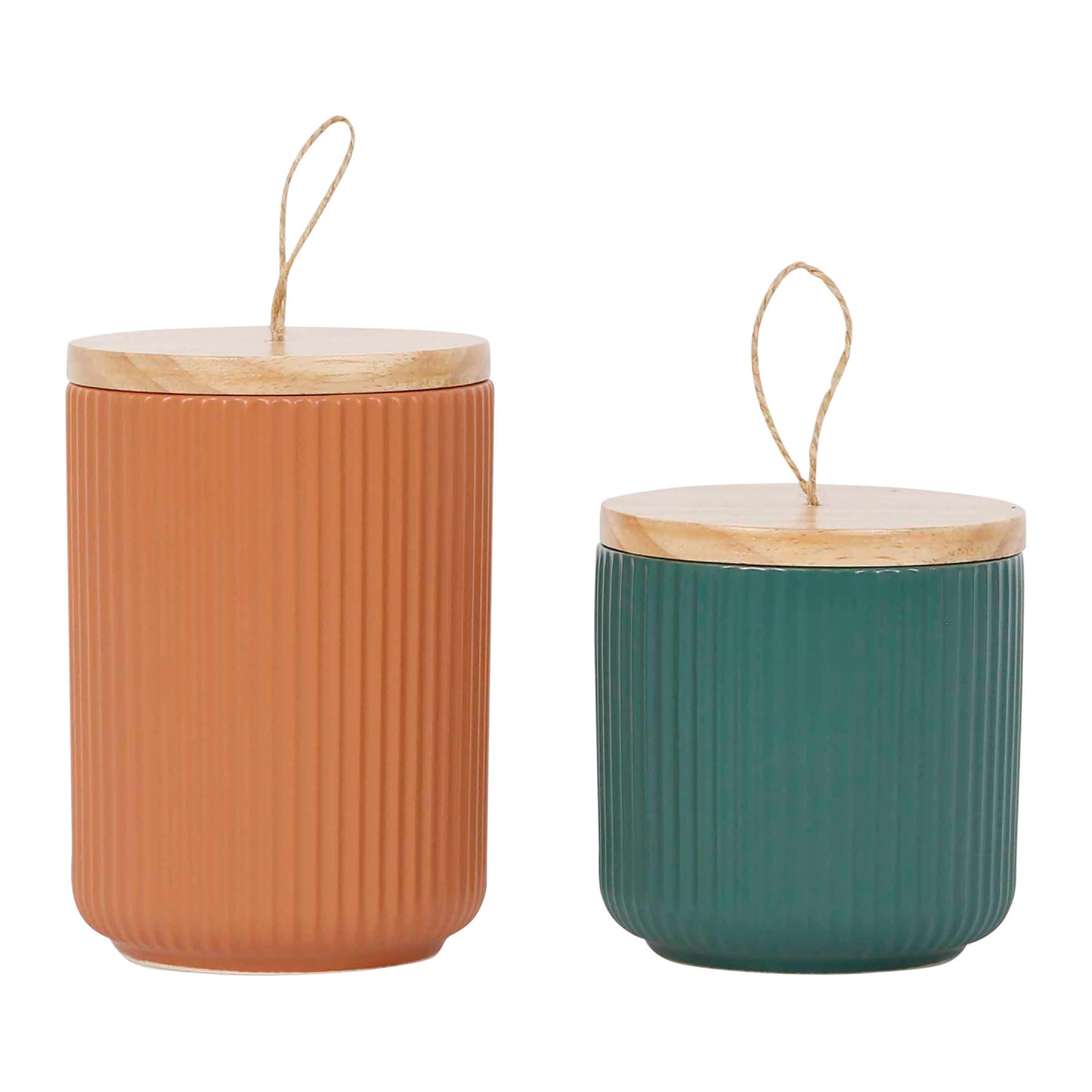 Voorraadpot Sweet Leaves terracotta en groen