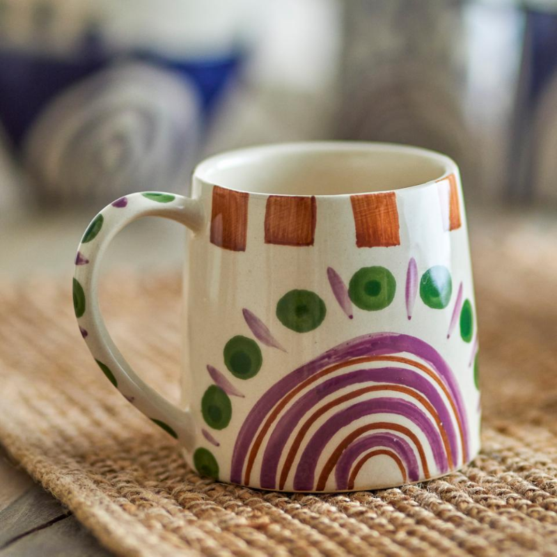 Mok met creatieve tekeningen groen-paars