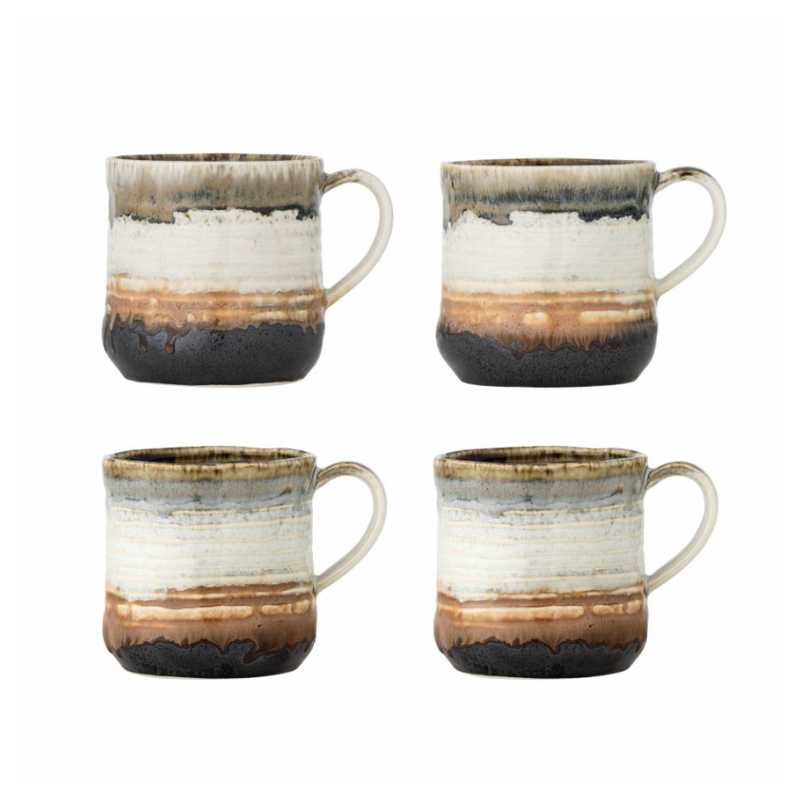 Set van 4 mokken stoneware