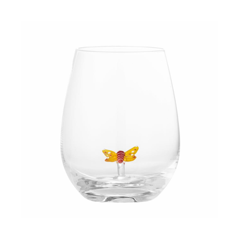 Misa glas met vlinder