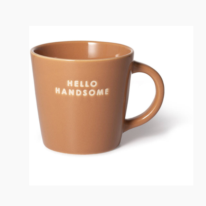 Mok cappuccino cup HELLO HANDSOME terracotta 250ml