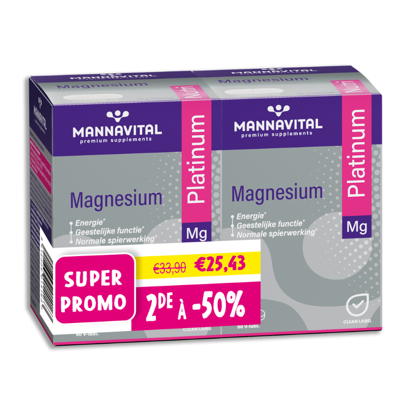DUOPACK Magnesium Platinum Mannavital 2e aan -50% - 2x90 tabl.