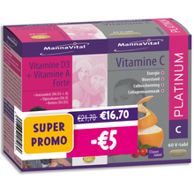 Afbeelding in Gallery-weergave laden, DUOPACK Mannavital VITAMINE D3 + VITAMINE A Forte-capsules 90caps en VITAMINE C PLATINUM 60 V-tabl
