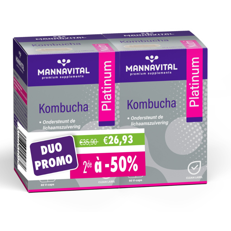 DUPACK Mannavital Kombucha Platinum- 2e aan -50%  - 2x 60 V-caps
