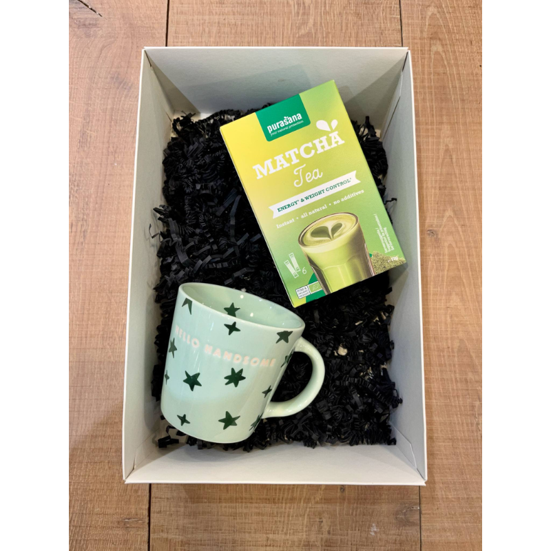 Hello handsome, drinking matcha