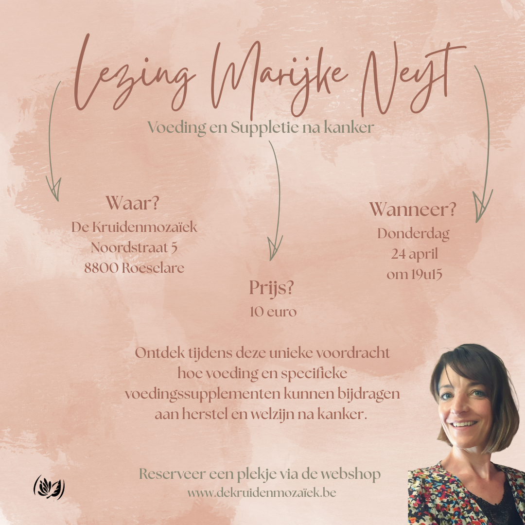 Tickets Lezing Marijke Neyt - Voeding en suppletie na kanker - Do 24/04 19u15
