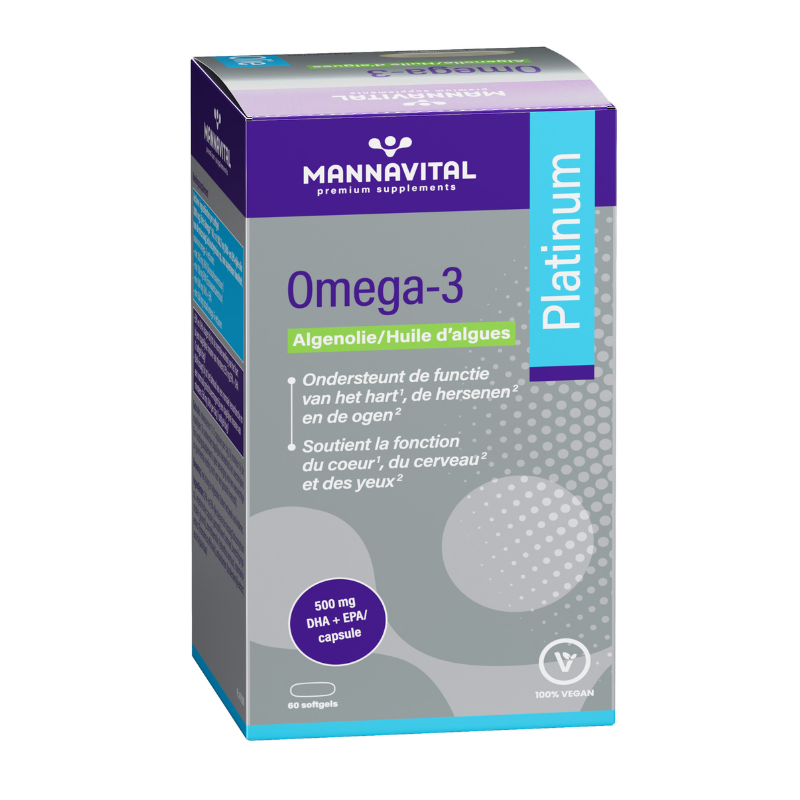 Mannavital Omega-3 Platinum Algenolie - 60 V-softgels