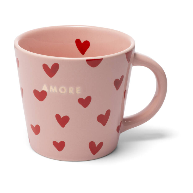 Mok cappuccino cup hearts AMORE pink 250ml