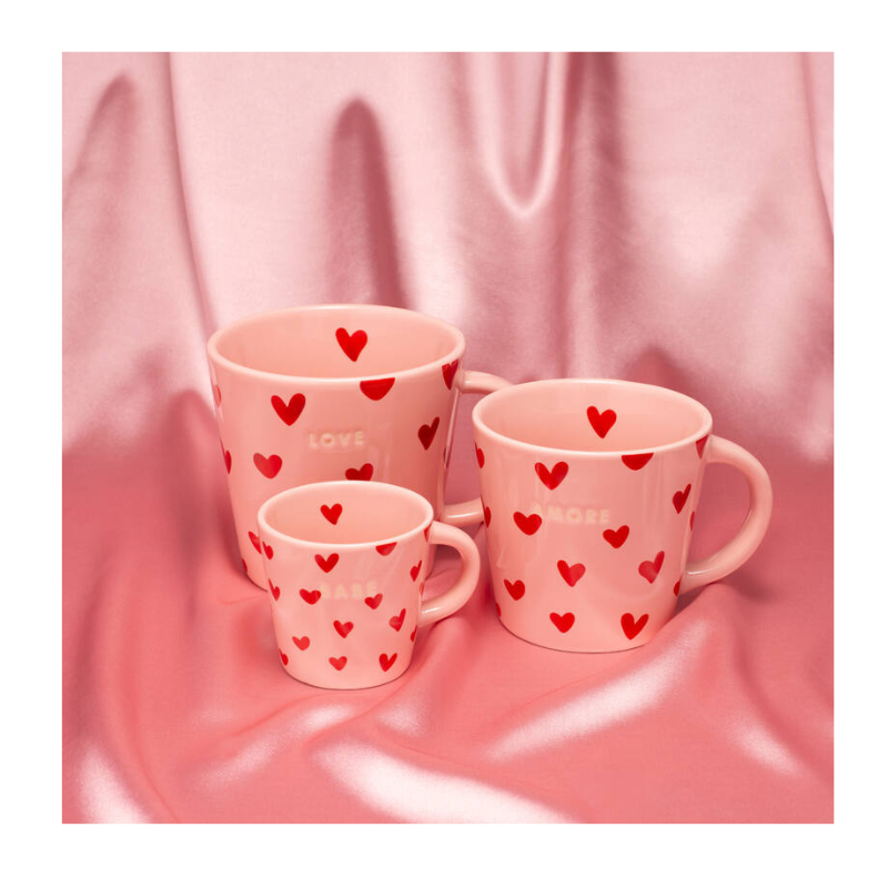 Mok cappuccino cup hearts AMORE pink 250ml