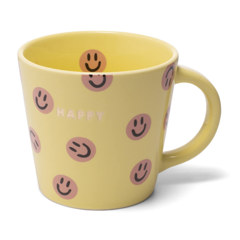 Mok cappuccino cup smileys HAPPY yellow 250ml