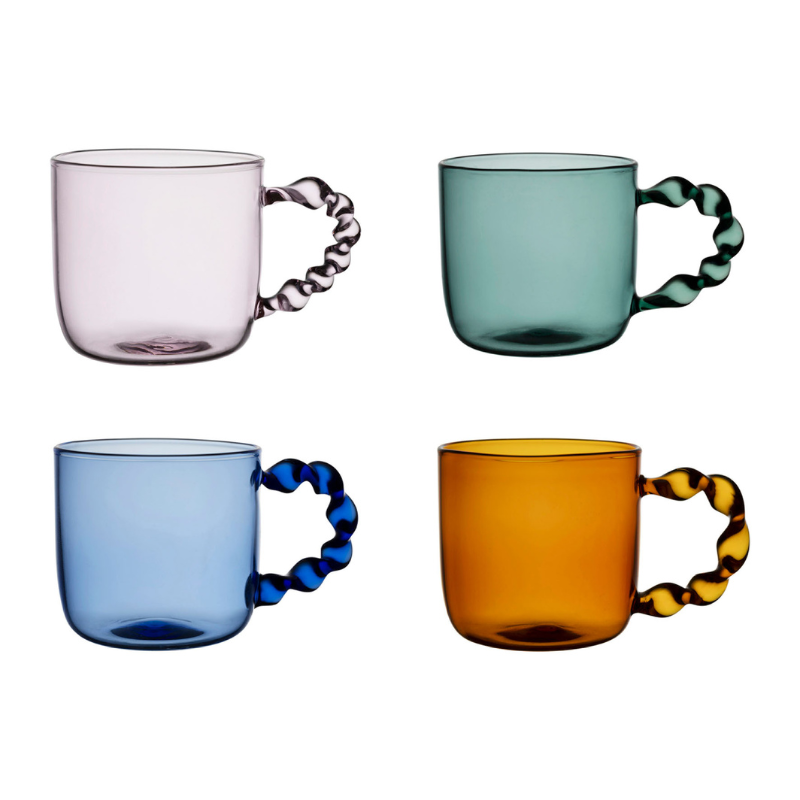 Mok theetas set van 4 - multicolor twist detail - 10cl
