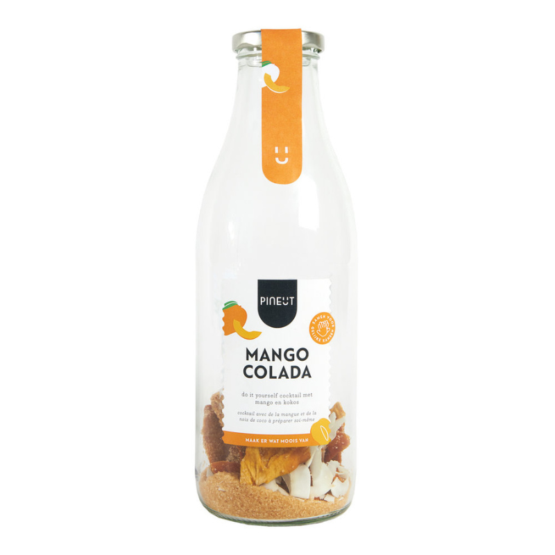 Pineut Mango Colada - fles gevuld met ingrediënten