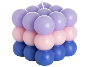 Kaars cube 8,5x8cm Paars-roze-blauw