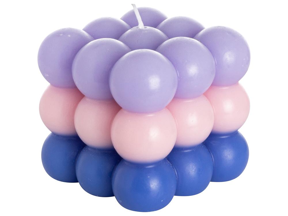 Kaars cube 8,5x8cm Paars-roze-blauw