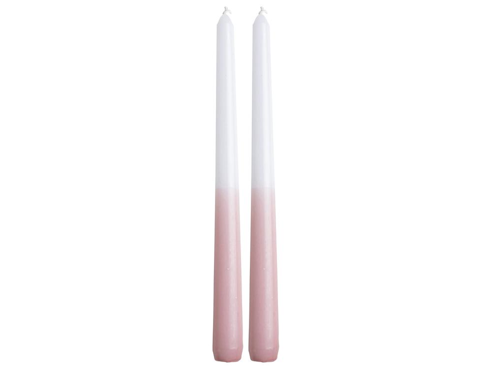Dinerkaarsen set dip dye 25cm Roze