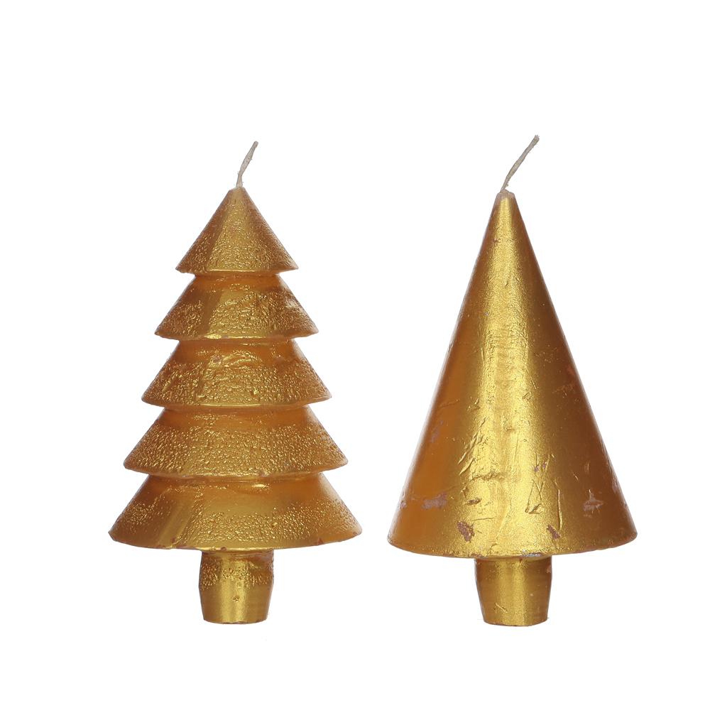 Metalic Boom Kaars Goud 12 X Ø7 Cm - keuze uit 2 soorten