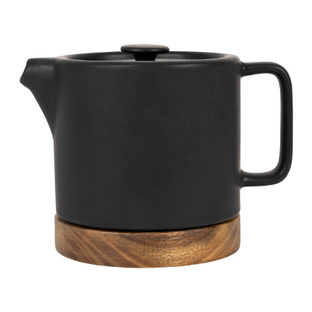 Theepot Nordika met filter op houten plankje (1liter)