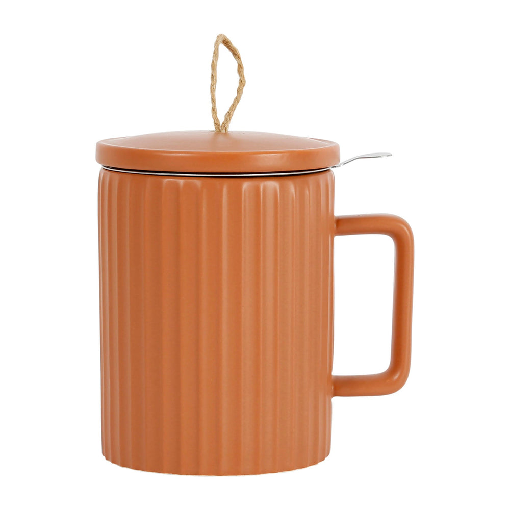 Theetas met filter Sweet Leaves terracotta