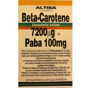 Altisa Beta-Carotene 7200 mcg + PABA 100 mg 60 capsules