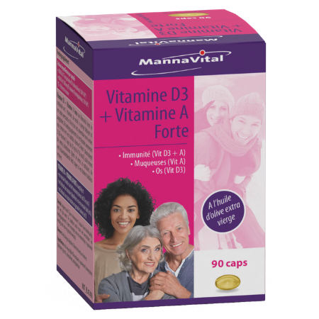 Mannavital Vitamine D3 + Vitamine A forte - 90 caps