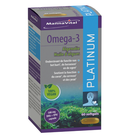 Mannavital Omega-3 Platinum Algenolie - 60 V-softgels