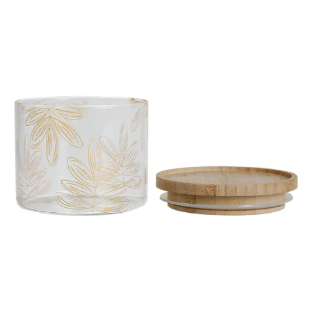 
                  
                    Voorraadpot 9,5x7cm - glas - met houten afsluitdeksel & goud gebloemde afwerking
                  
                