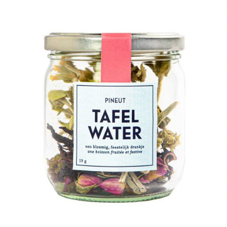 Pineut Tafelwater Roos, Bergthee en Hibiscus - pot gevuld met ingrediënten