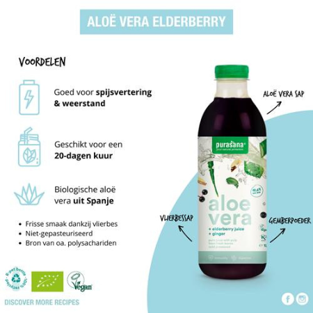 Purasana Aloë Vera sap vlierbes met pulp - 1000 ml