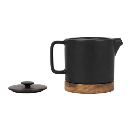 Theepot Nordika met filter op houten plankje (1liter)