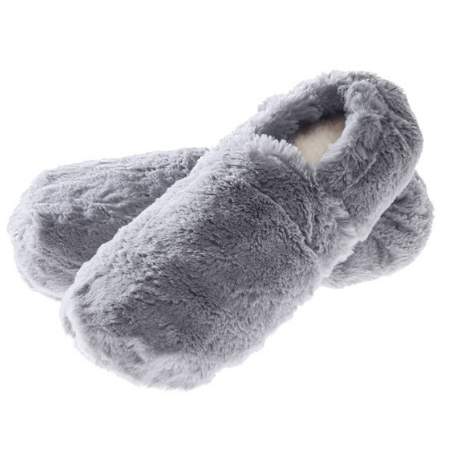Warmtepantoffel Maat L (mt.40-43) grijs/beige (unisex)