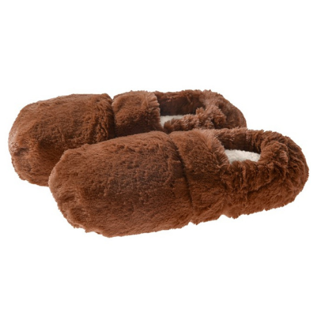 Warmtepantoffel Maat M (mt.36-40) bruin/beige (unisex)